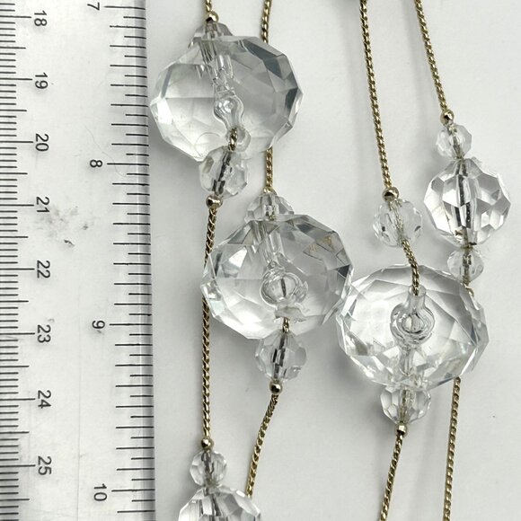 Vintage 60 inch Faceted Crystal Bead Rope Necklace 14K GP Clasp Long Layering - Picture 9 of 12